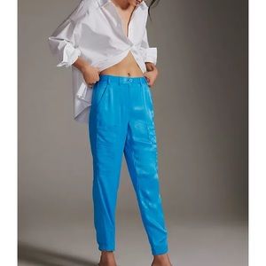 New Anthropologie Maeve Port Side Satin Utility Pants Size 10 High Waist Cargo